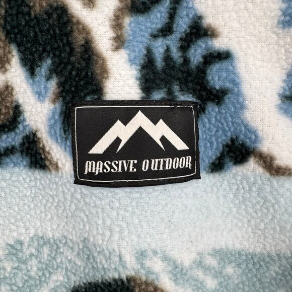 Massive Outdoor 1/4 Snap Mountain All Over Print Fleece Pullover Mens M Blue - Picture 7 of 13